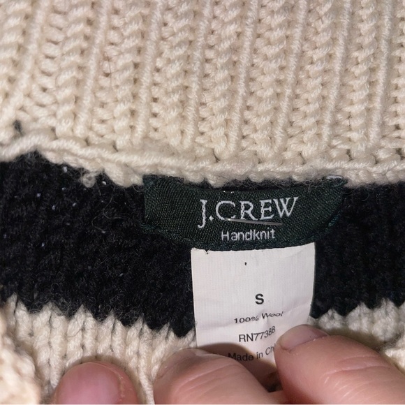 J. Crew 100% Wool Hand knit Striped Mariner Inspired Sweater - Picture 5 of 5